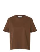 Selected Femme Slfessential Ss Boxy Tee Noos Brun