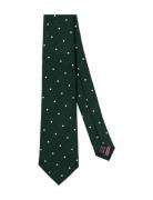 AN IVY Green White Dots Silk Linen Grön