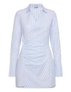 Weekday Longsleeved Asymmetric Mini Shirt Dress Blå