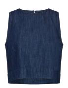 Mango Rinse-Wash Denim Crop Top Marinblå