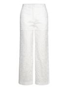 Mango Straight-Fit Embroidered Cotton Trousers Vit