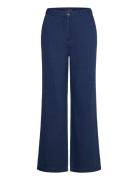 Mango High-Waisted Denim Flowy Trousers Blå