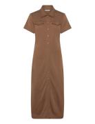 Tommy Hilfiger Gold Button Midi Shirt Drs Brun