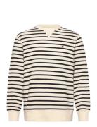 GANT Striped Waffle Sweat C-Neck Kräm