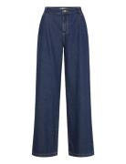 Mango Wide-Leg Pleated Jeans Blå