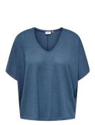 ONLY Carmakoma Cartammi 3/4 V-Neck Batwing Blouse Jrs Blå