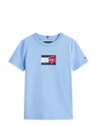 Tommy Hilfiger Tommy Script Flag Print Tee Ss Blå