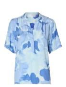 Selected Femme Slfsusie-Mivia Ss Aop Top Noos Blå