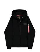 Alpha Industries Back Print Zip Hoodie Svart
