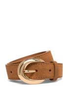 Mango Leather Belt With Oval Buckle Brun