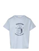 Mango Short-Sleeved Printed T-Shirt Blå