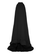 Malina Sabrina Halterneck Ruffled Midi Dress Svart