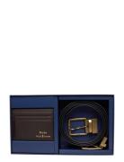 Polo Ralph Lauren Leather Belt & Card Case Gift Set Brun