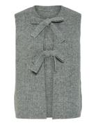 Pieces Pcsilly Sl Rev Tie Vest Knit Noos Bc Grå