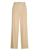 Mango Wide Leg Pleated Trousers Beige