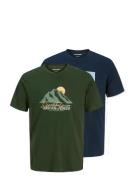 Jack & J S Jjsun Tee Ss Crew Neck 2Pk Mp Jnr Marinblå