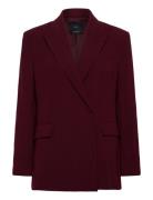 Mango Double-Breasted Suit Jacket Burgundy