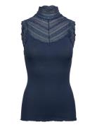 Rosemunde Rwbenita Silk Sl Turtleneck Lace To Marinblå