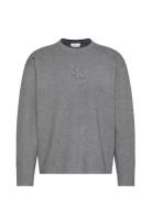 Calvin Klein Jeans Ls Embossed Logo Crewnk Sweater Grå
