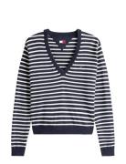Tommy Jeans Tjw Essential Vneck Sweater Ext Marinblå