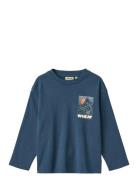 Wheat T-Shirt L/S Print Dixie Marinblå