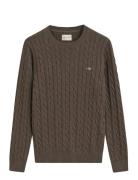GANT Cotton Cable C-Neck Brun