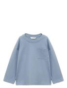 Mango Pocket Cotton T-Shirt Blå