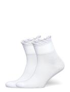 Weekday 2-Pack Frill Edge Cotton-Blend Socks Vit