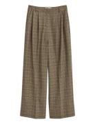 GANT Checked Pleated Wool Blend Pants Brun
