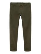 Mango Barna Slim-Fit Twill Chino Trousers Khaki Green